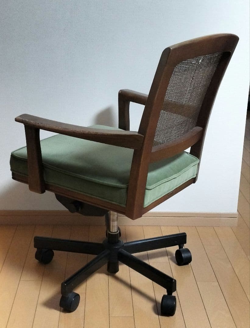 マルニ木工 地中海 アームチェア キャスター付き モケット グリーン