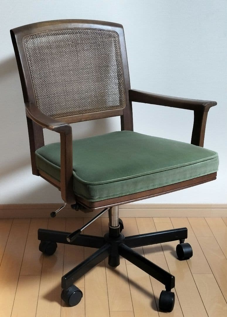 マルニ木工 地中海 アームチェア キャスター付き モケット グリーン