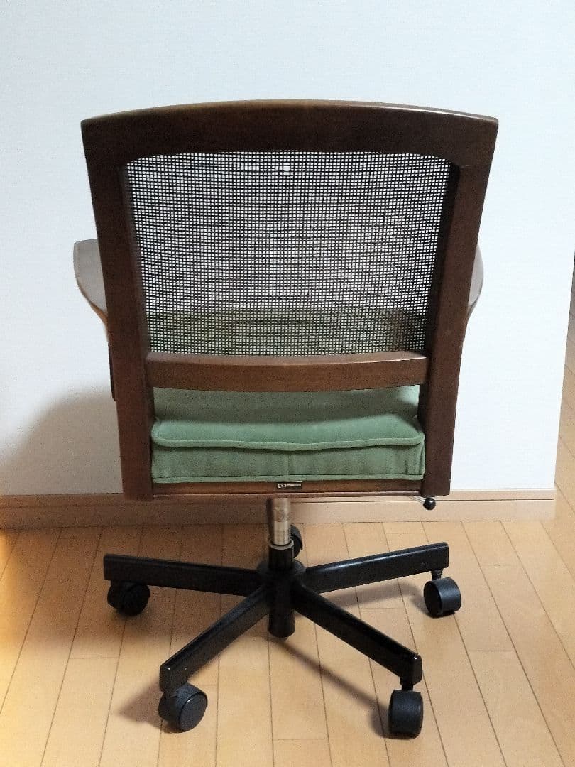 マルニ木工 地中海 アームチェア キャスター付き モケット グリーン