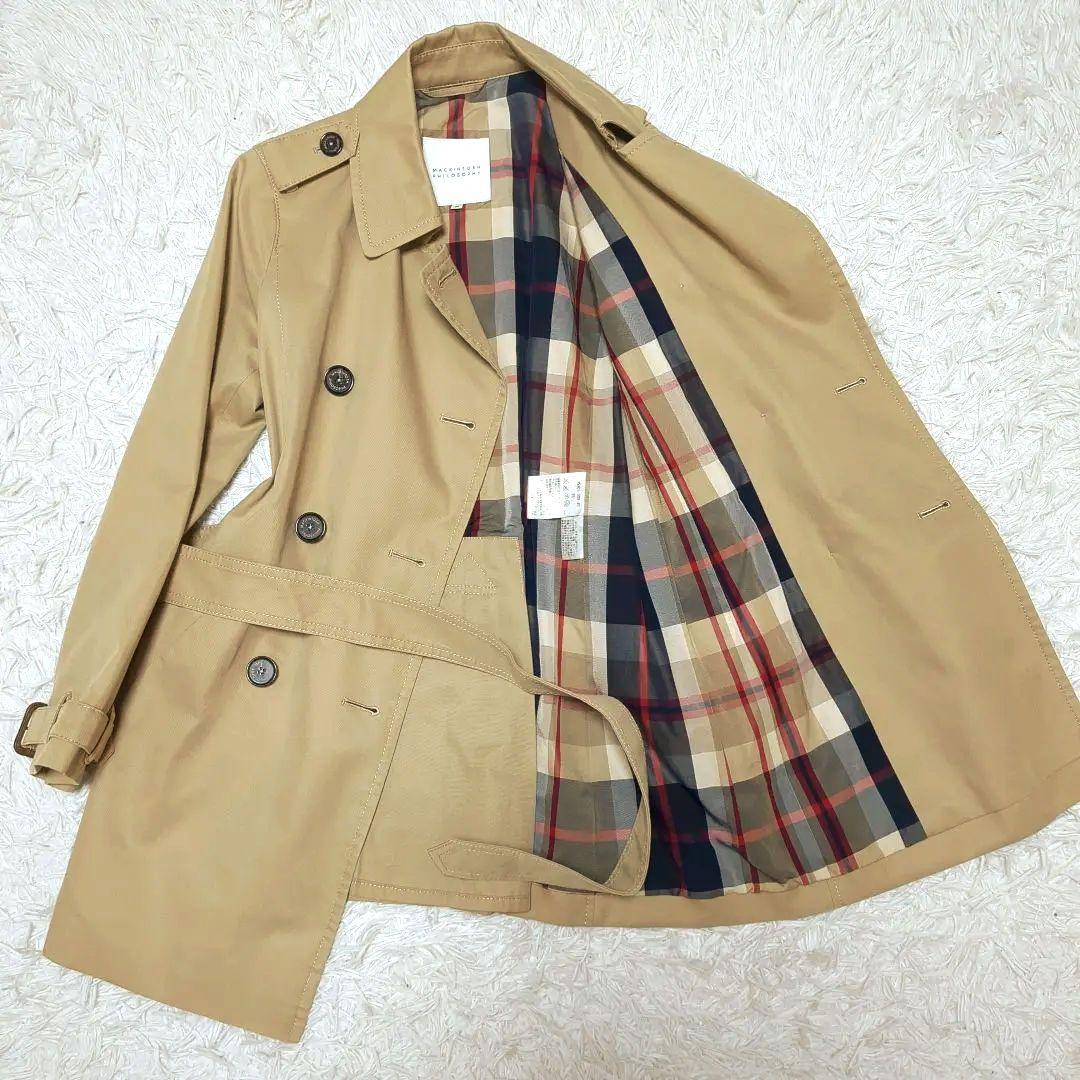 【極美品】マッキントッシュフィロソフィー☆チェック　ベージュ　トレンチコート