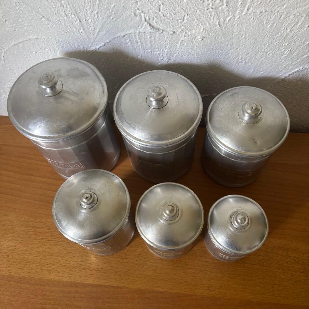 お料理キャニスター アルミ製キャニスターセット 6点 ヴィンテージ