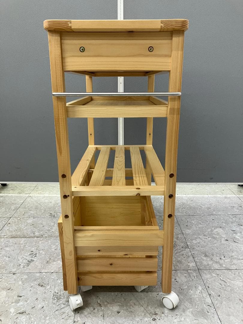 LOWYA キッチンワゴン キャスター付き ナチュラル