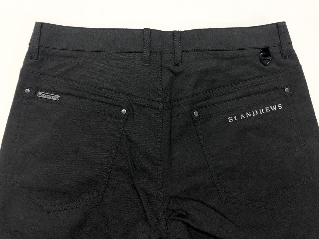 ○★新品未使用　St ANDREWS　クロッシングロゴジャガードパンツ　M　黒