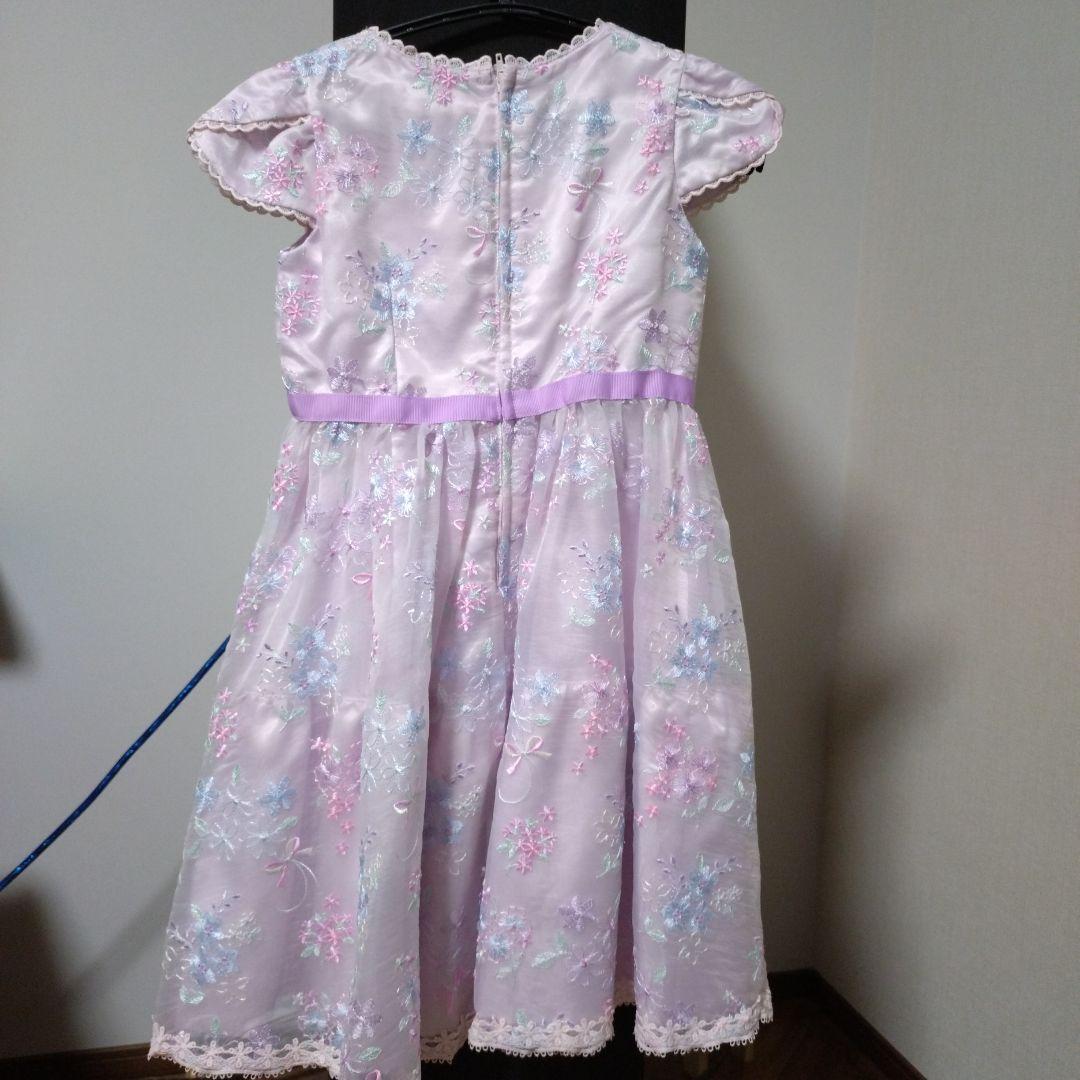 メゾピアノ　ピンク 花柄刺繍 ドレス 120cm カーディガンセット