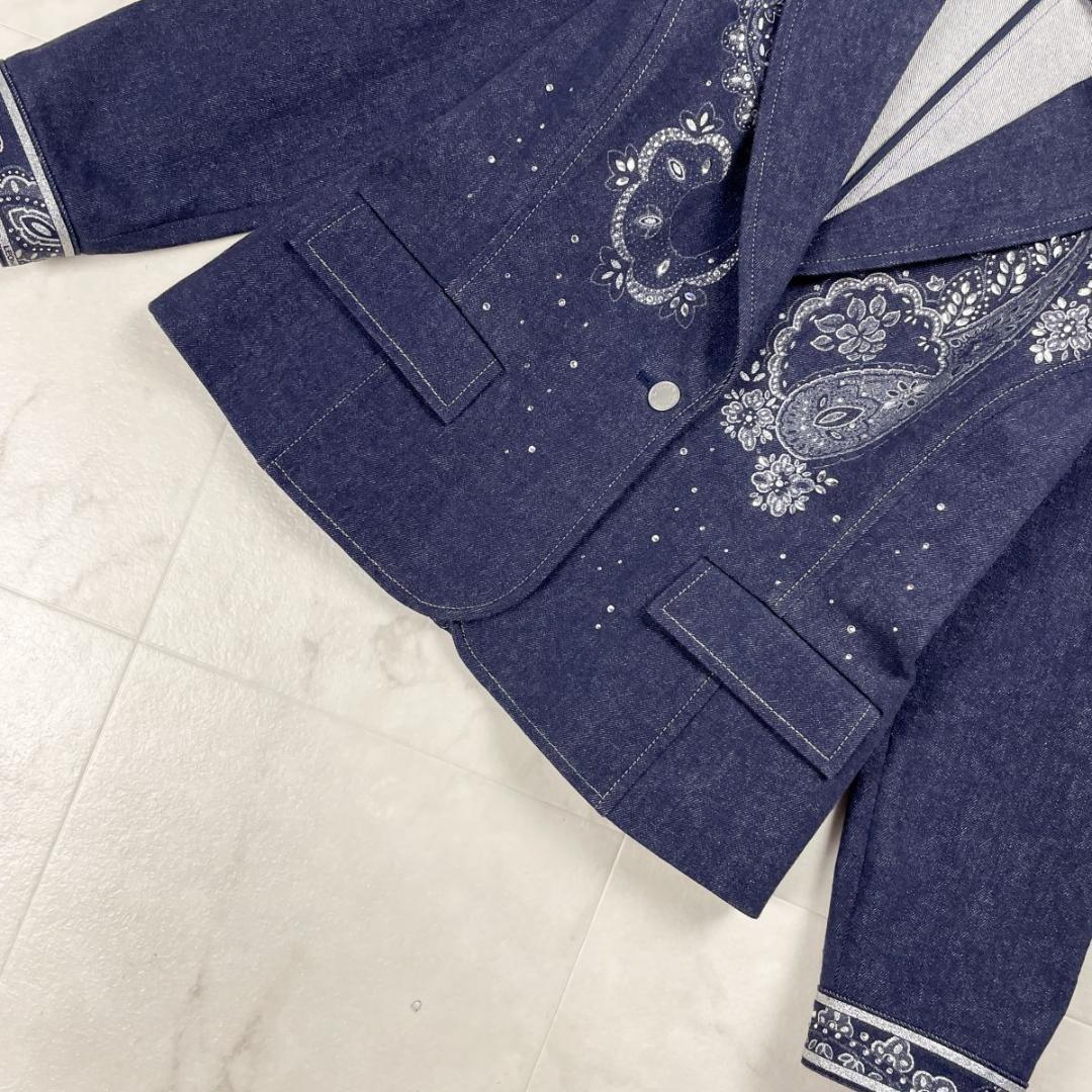 極美品 LEONARD デニムテーラードジャケット ラメ サイズ11*JD88