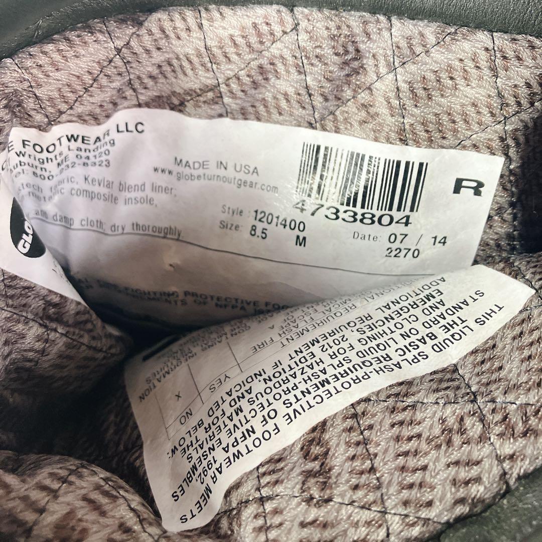 GLOBE 消防用ブーツ ターンアウトギア NFPA規格 US8.5