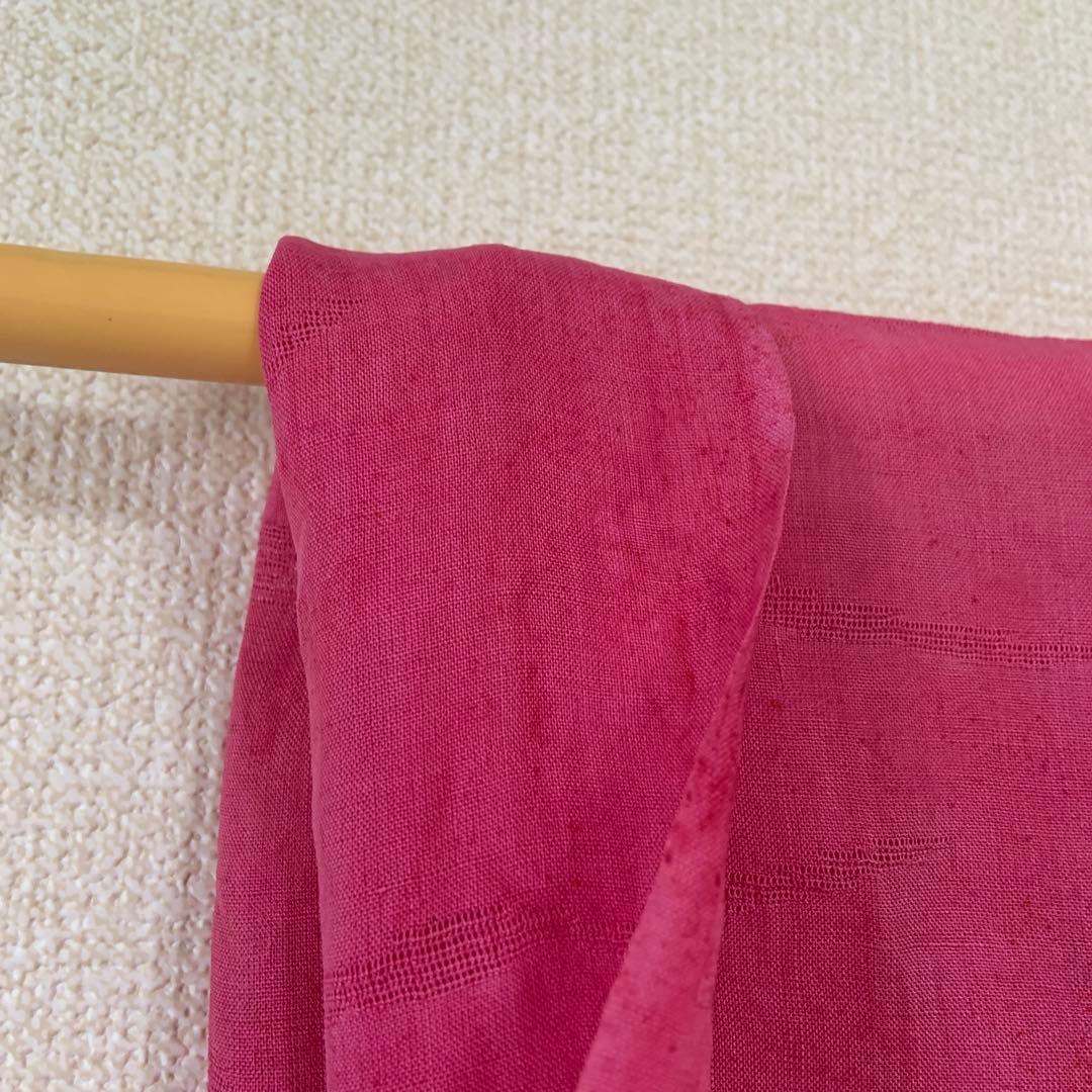 本麻　洗える長襦袢　カラー襦袢　ローズピンク　リサイクル　ka2