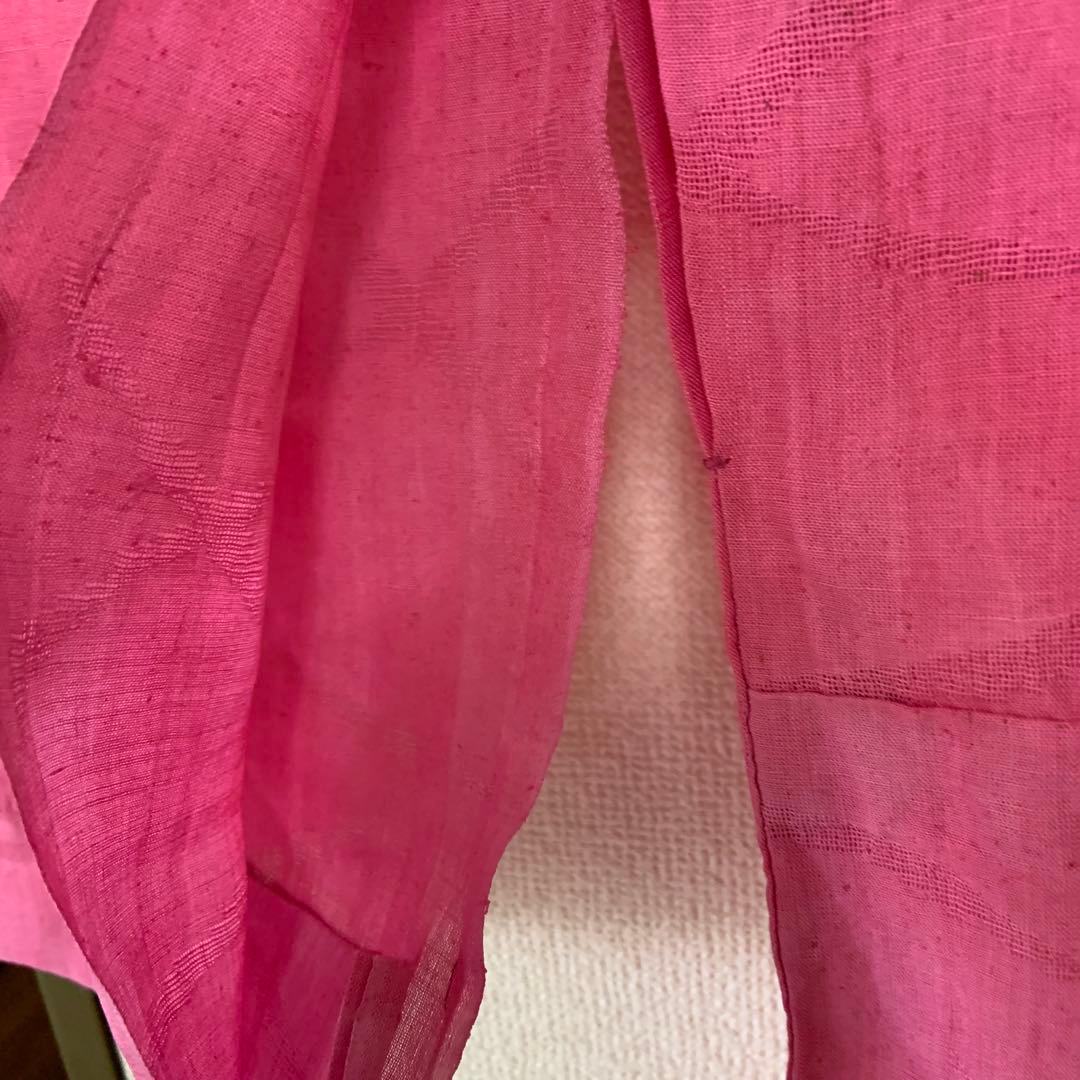 本麻　洗える長襦袢　カラー襦袢　ローズピンク　リサイクル　ka2