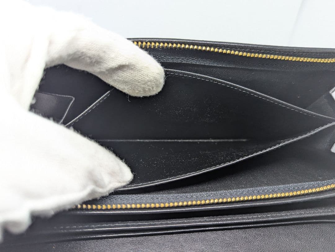 イブサンローラン 長財布 レザー クロコ型押し ブラック　美品