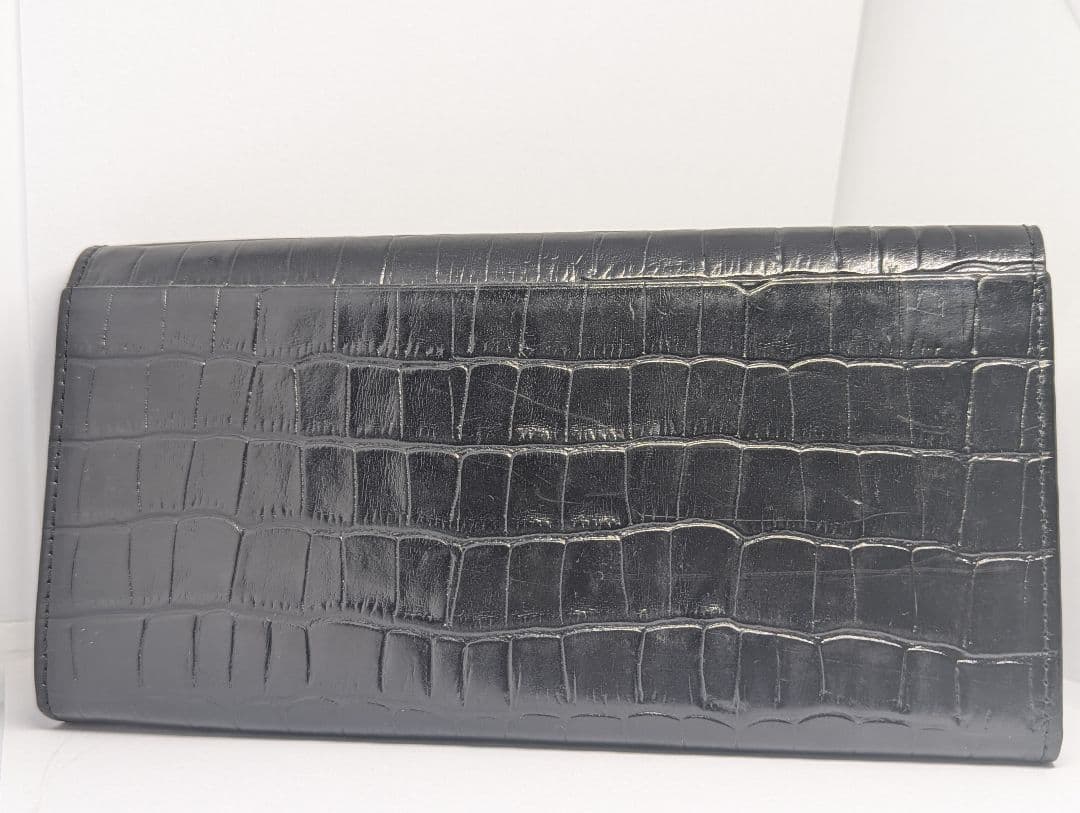 イブサンローラン 長財布 レザー クロコ型押し ブラック　美品