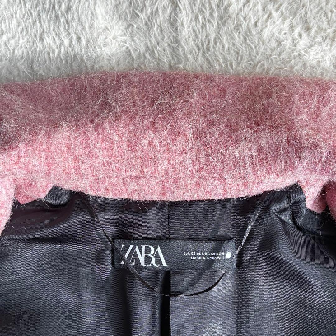 極美品 ザラ ZARA アルパカ ピンク シャギーコート マンテコ ロングコート