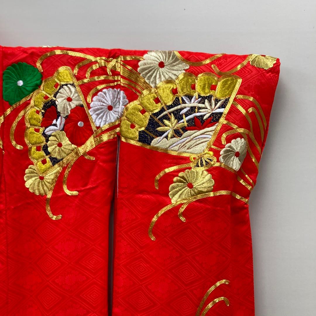 振袖 赤 花と扇の刺繍　結婚式　花嫁衣装　貸衣装