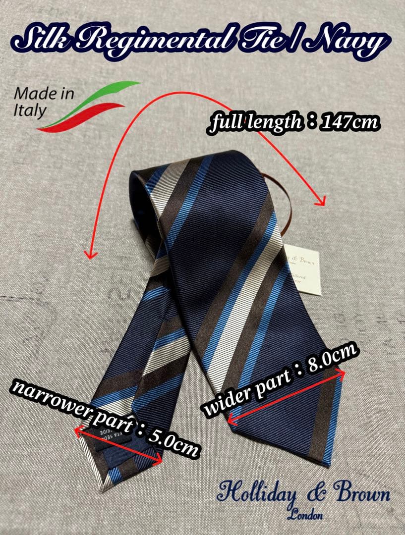 【新品】Holliday & Brown／レジンタルタイ／ネイビー／ブラウン