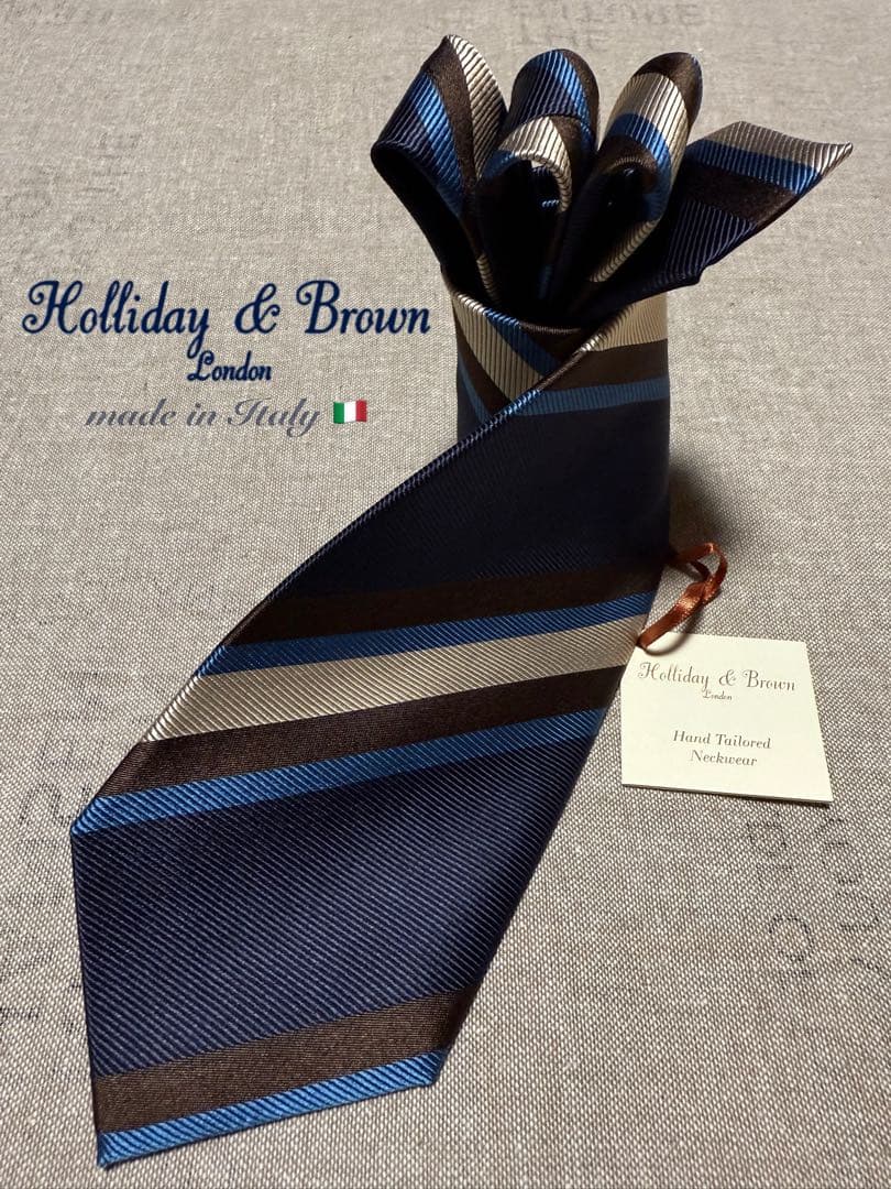 【新品】Holliday & Brown／レジンタルタイ／ネイビー／ブラウン