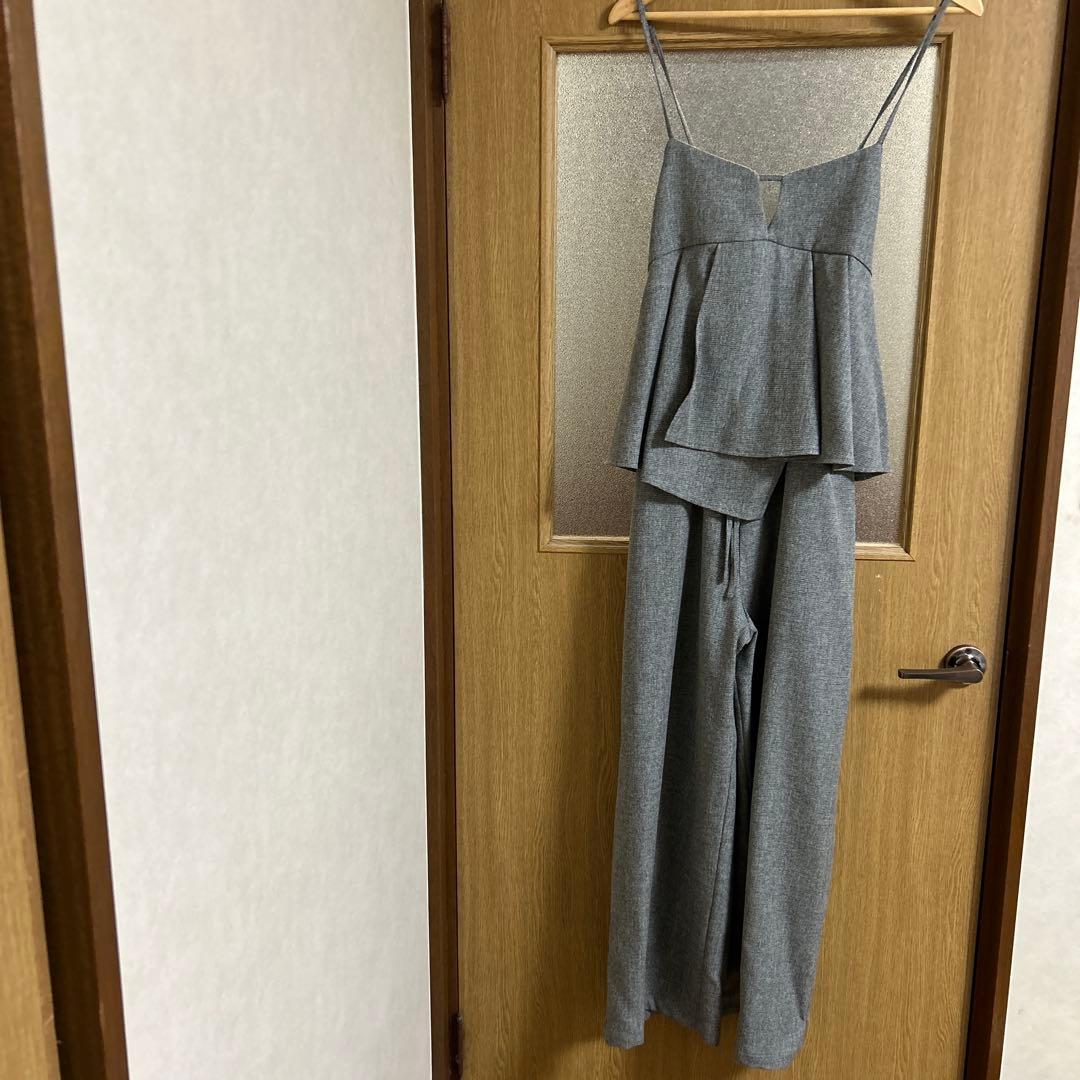 トロア trois ツムギート　グレー サロペット