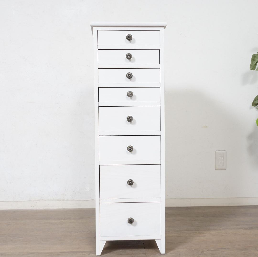 桐製　 隙間ラック　箪笥　整理タンス　書類チェスト　8段　収納　完成品