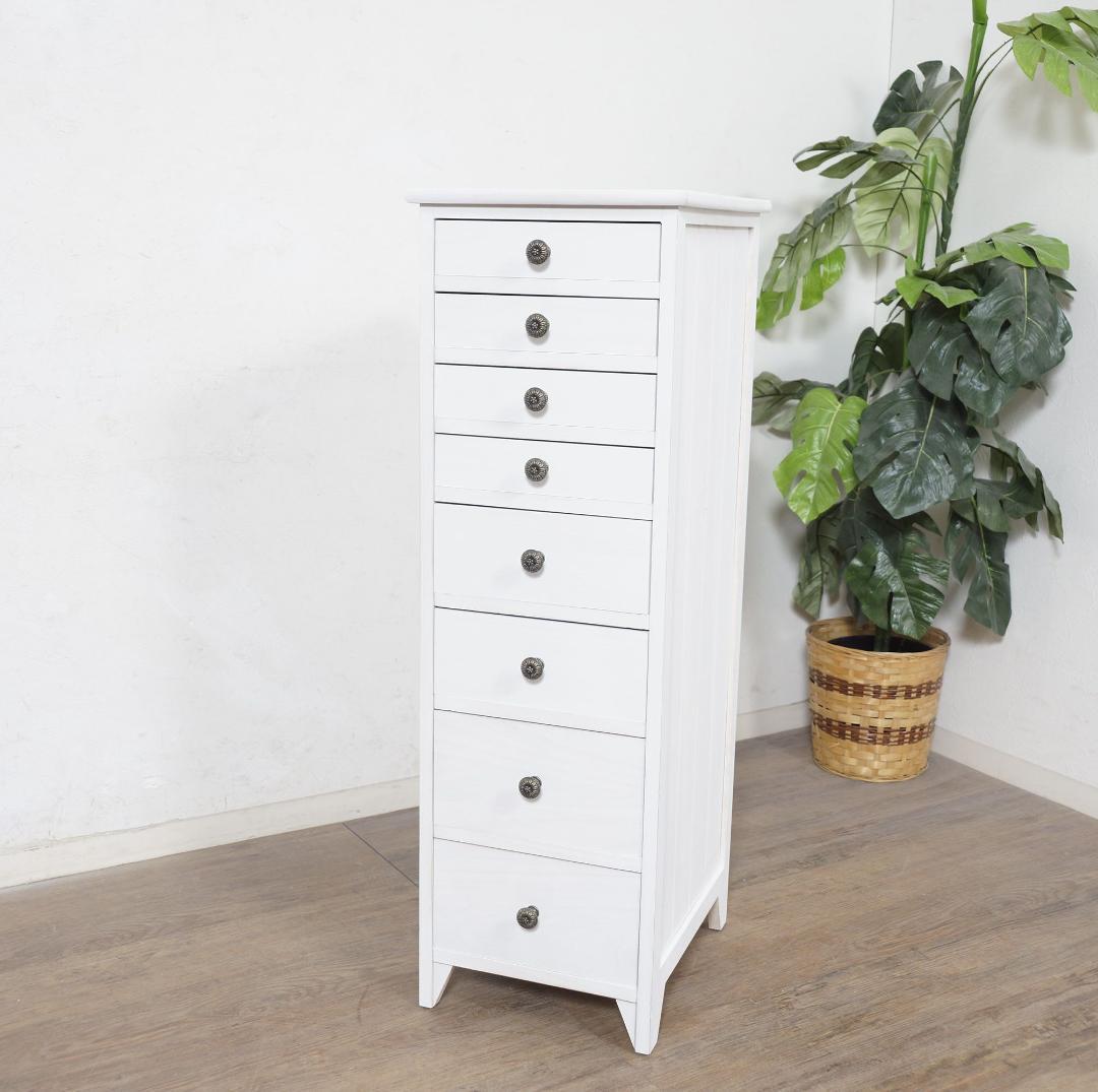 桐製　 隙間ラック　箪笥　整理タンス　書類チェスト　8段　収納　完成品