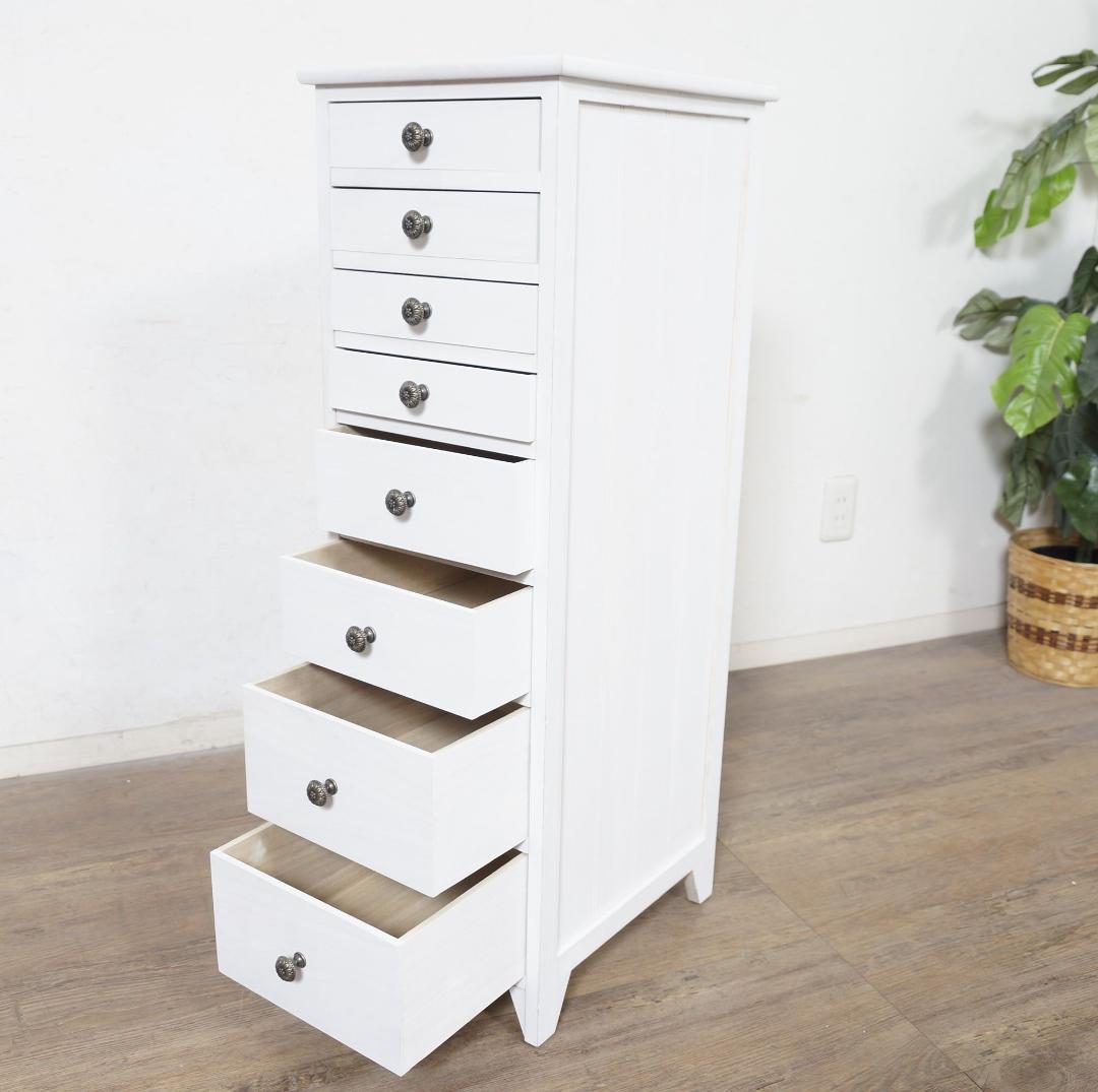 桐製　 隙間ラック　箪笥　整理タンス　書類チェスト　8段　収納　完成品