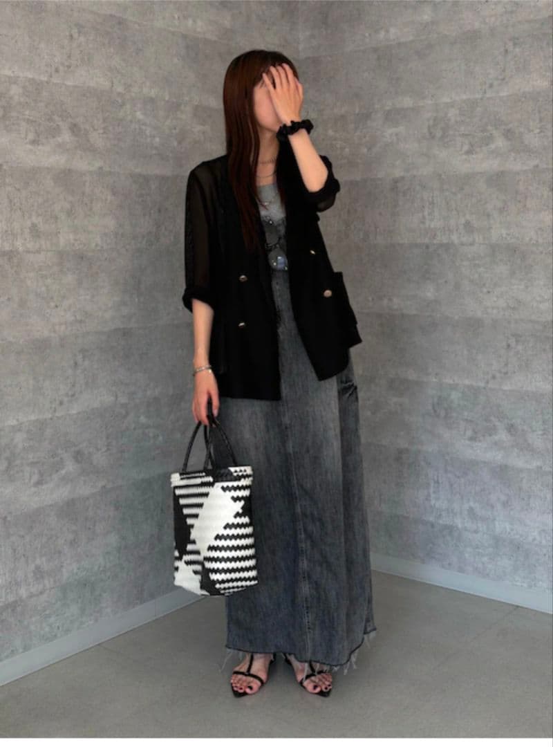 DouDou グレー デニムジャンスカ