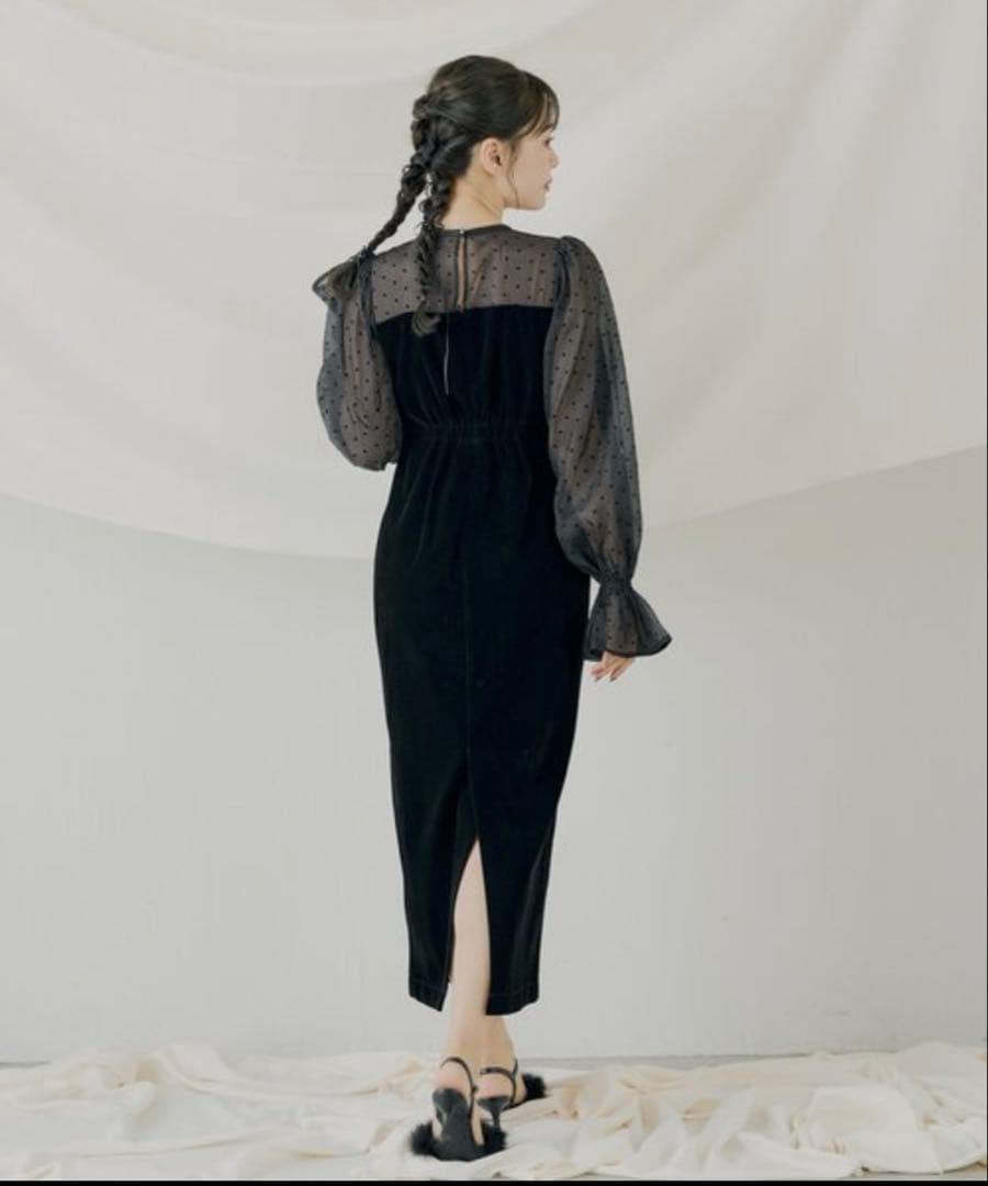 【SALON by Chico】配色シアーリボンベロアワンピース/オケージョン