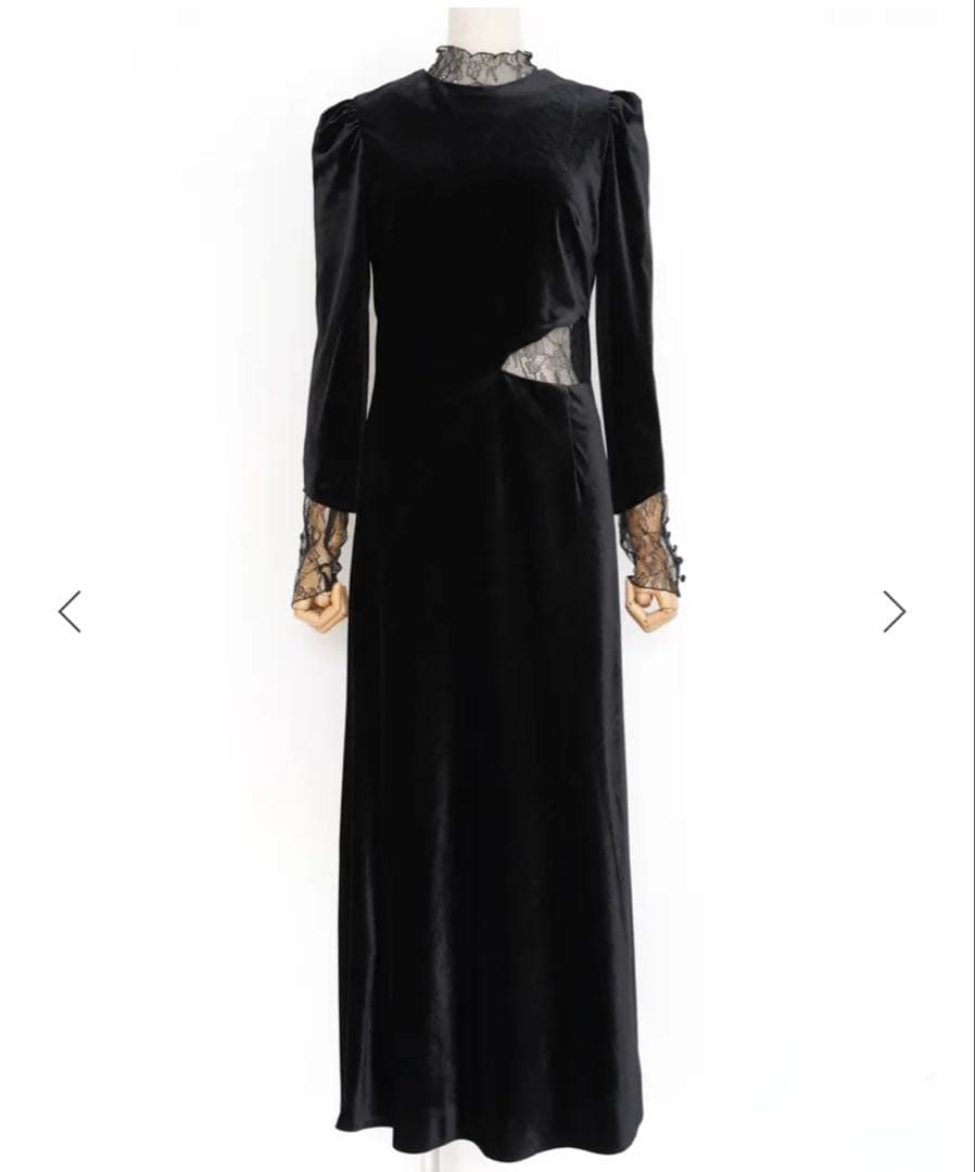 Ameri VINTAGE ブラック ベロア　ロングドレス
