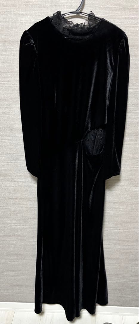 Ameri VINTAGE ブラック ベロア　ロングドレス