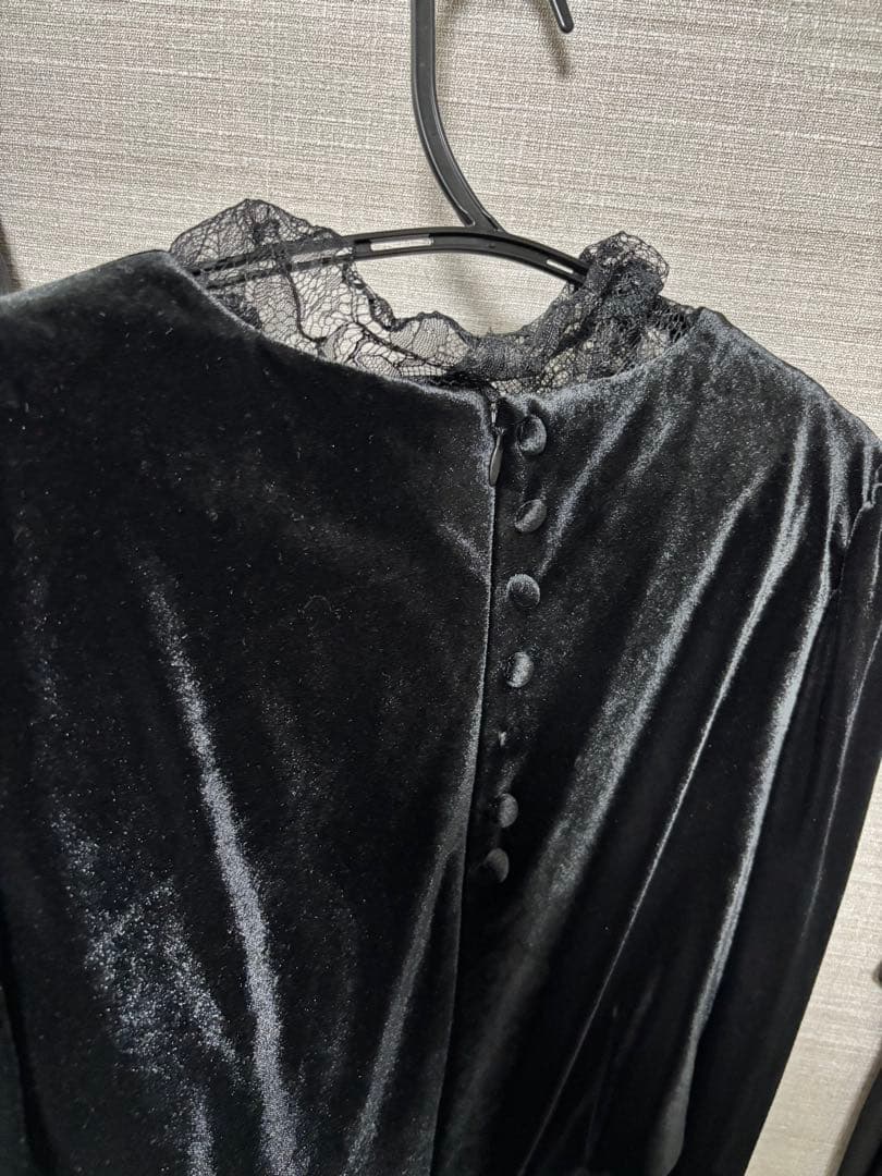 Ameri VINTAGE ブラック ベロア　ロングドレス