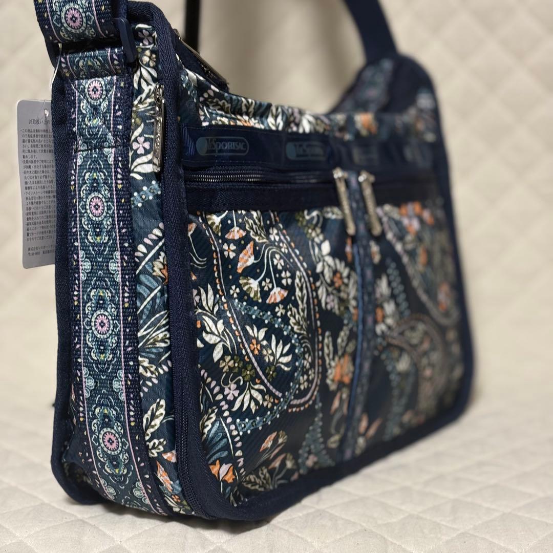 レスポートサック　デラックスエブリデイ　ポーチ付き　ペイズリー柄　ネイビー