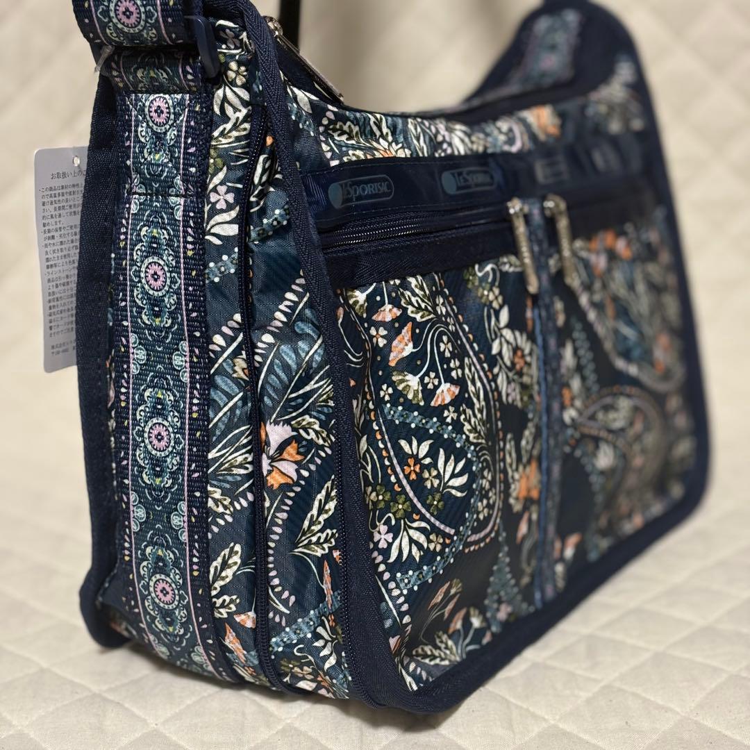レスポートサック　デラックスエブリデイ　ポーチ付き　ペイズリー柄　ネイビー