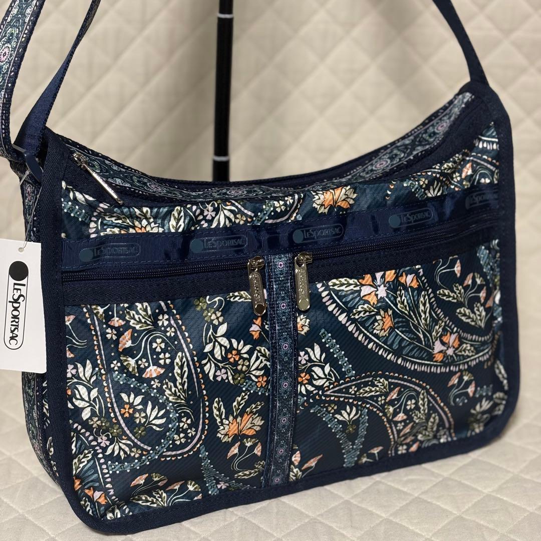 レスポートサック　デラックスエブリデイ　ポーチ付き　ペイズリー柄　ネイビー