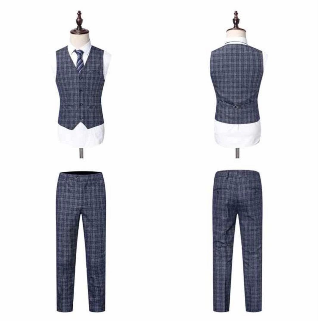 スーツ メンズ 在庫サイズM,L,XL,2XL 一つボタン 3ピーススーツ