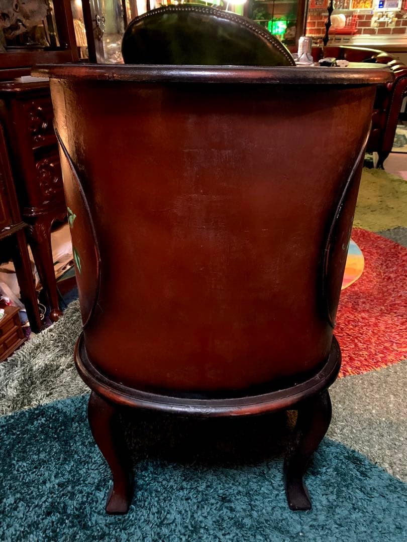 アンティークトールペイントチェスト猫脚花柄ペイント ロココ調サイドテーブル