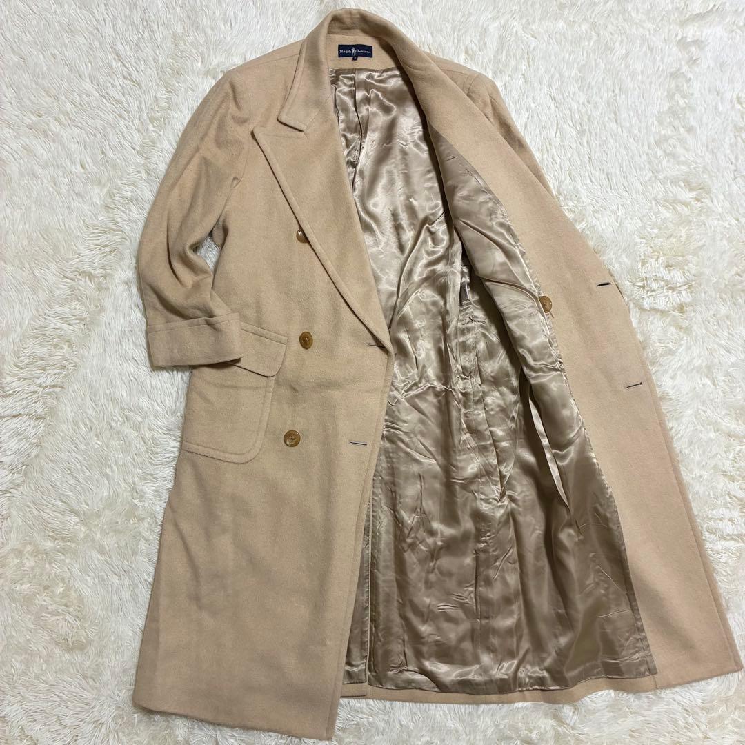 美品 ラルフローレン ロングチェスターコート ダブルブレスト ウール 男女兼用