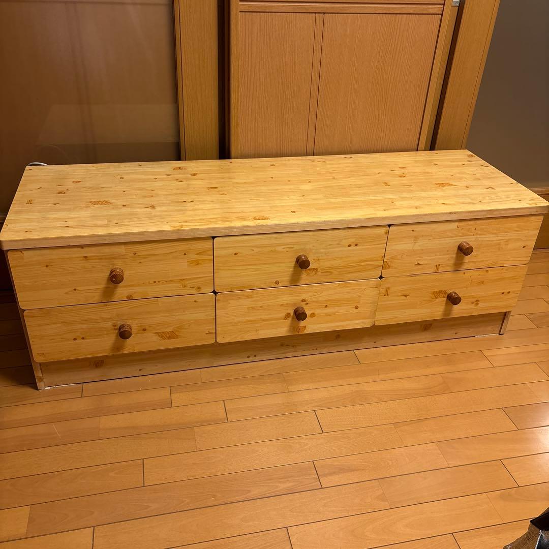 ナチュラルウッド 6引き出し ローチェスト