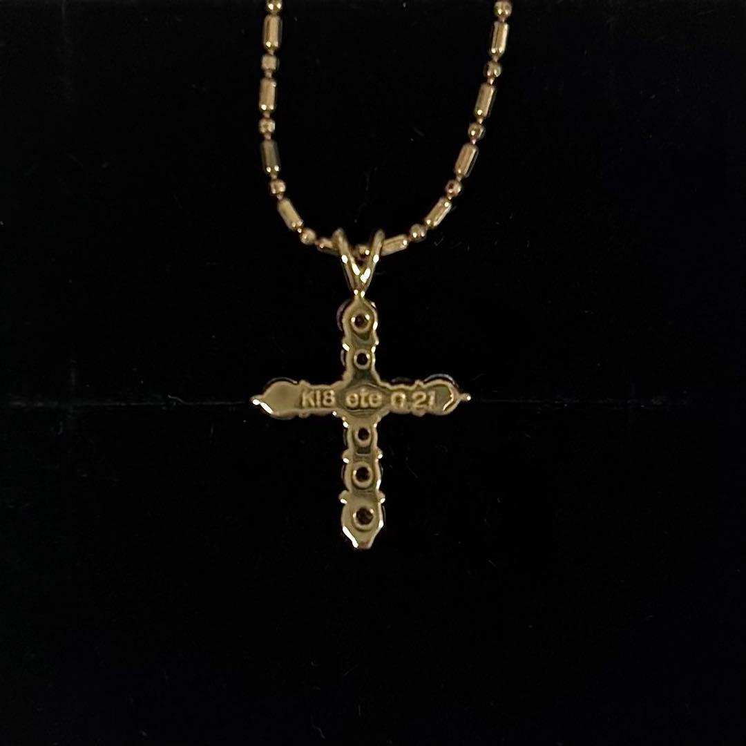 ete K18 ダイヤ クロス ネックレス