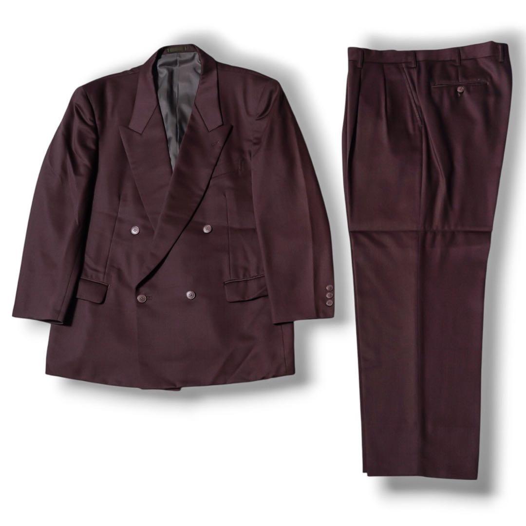 ヴィンテージ バーガンディ カラー ダブル ウール セットアップ スーツ 赤