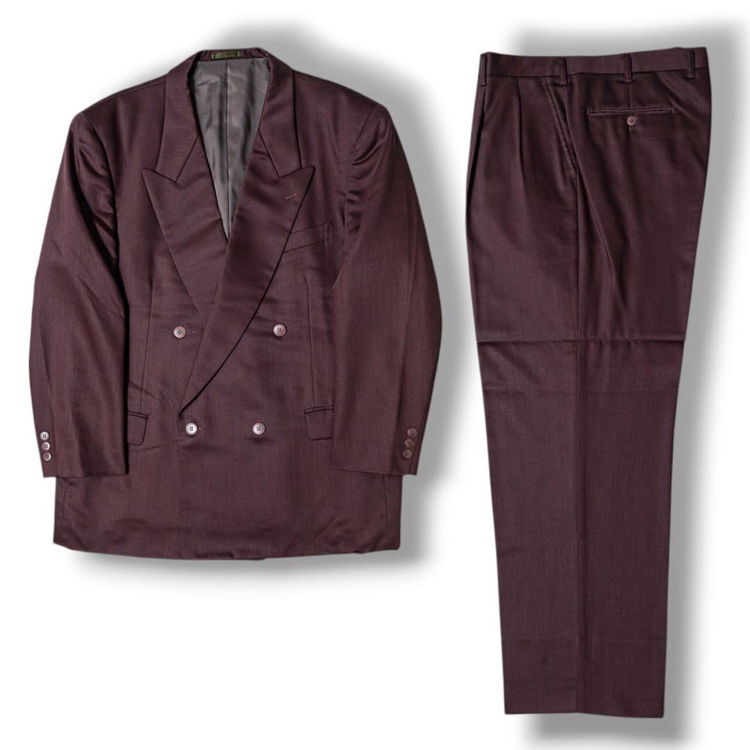 ヴィンテージ バーガンディ カラー ダブル ウール セットアップ スーツ 赤