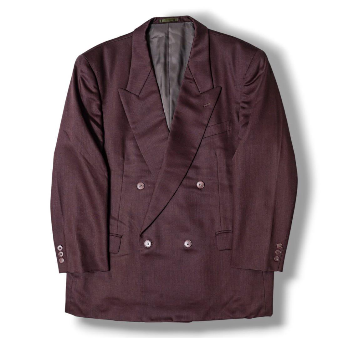 ヴィンテージ バーガンディ カラー ダブル ウール セットアップ スーツ 赤