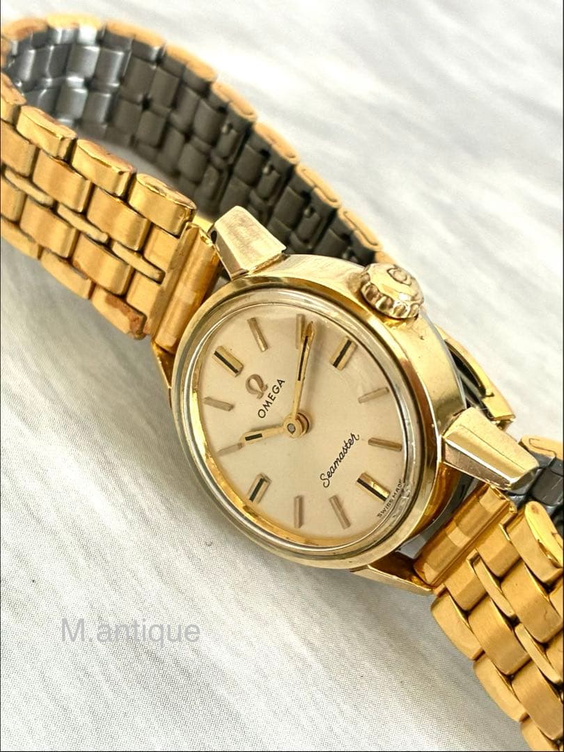 【OH済】OMEGA オメガ シーマスター 手巻き ゴールドアンティーク腕時計