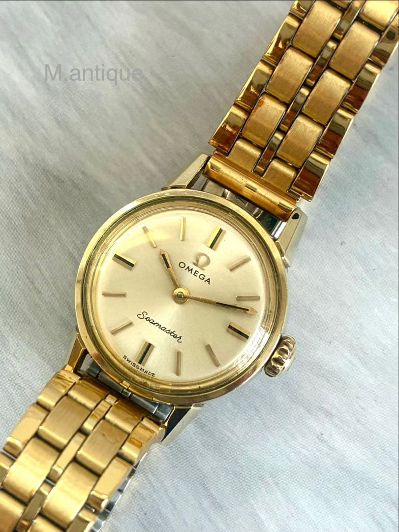 【OH済】OMEGA オメガ シーマスター 手巻き ゴールドアンティーク腕時計