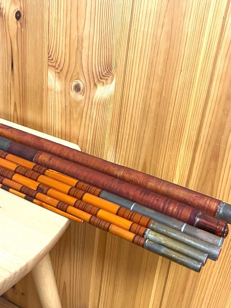 郡上竿　静作　竹製釣り竿　扇形スタンド付き