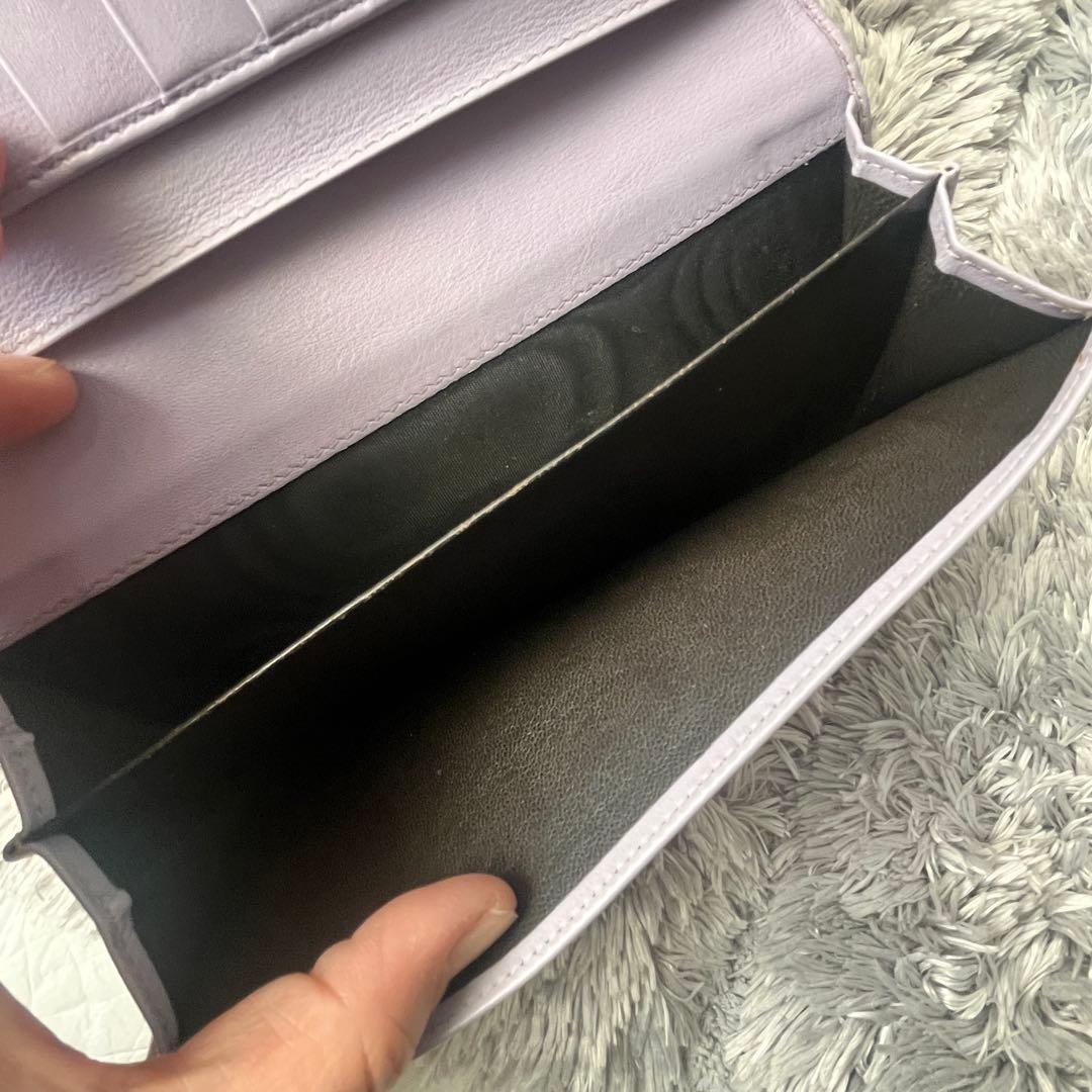 GUCCI✨GGキャンバス ライトパープル　長財布　ロゴプレート　Wホック