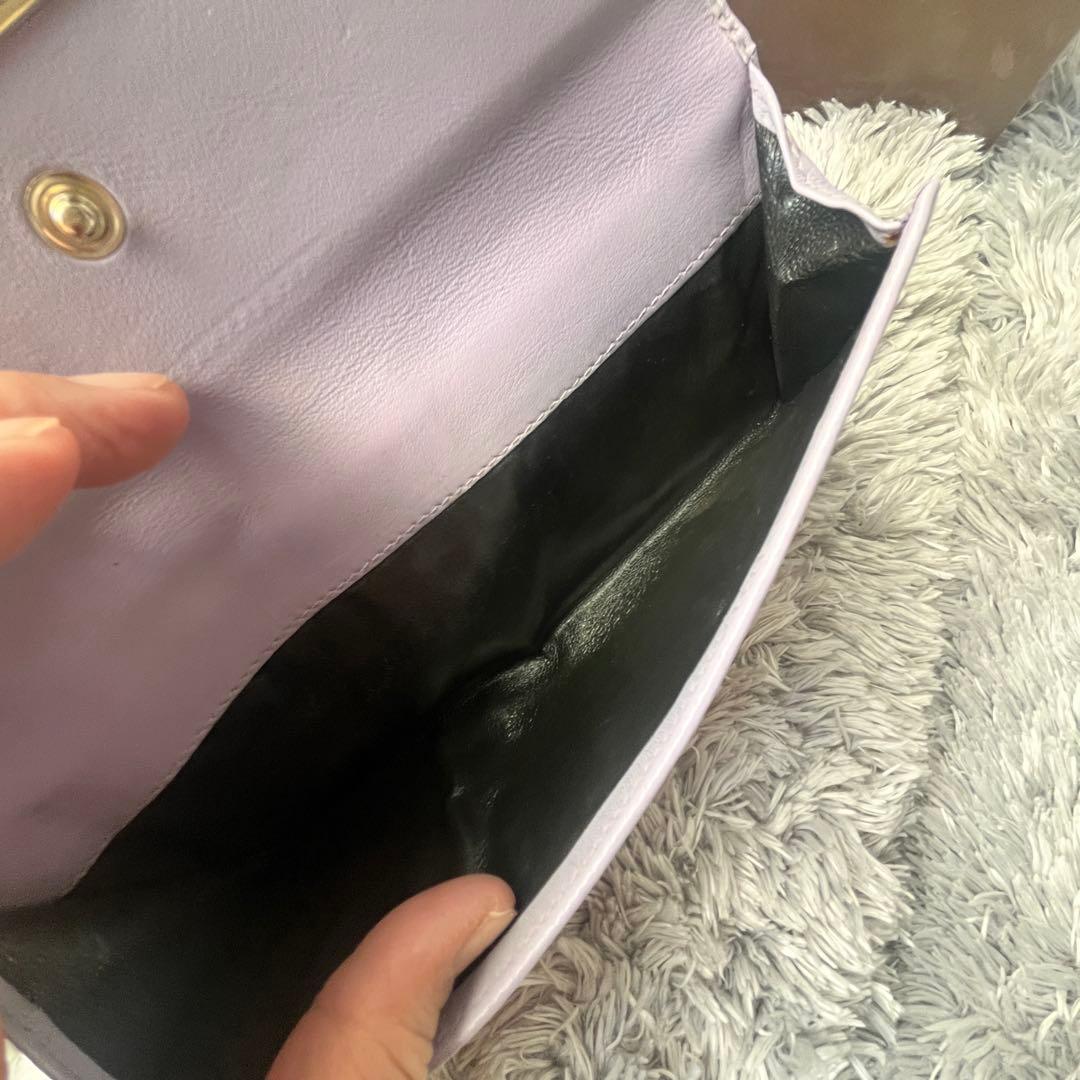 GUCCI✨GGキャンバス ライトパープル　長財布　ロゴプレート　Wホック