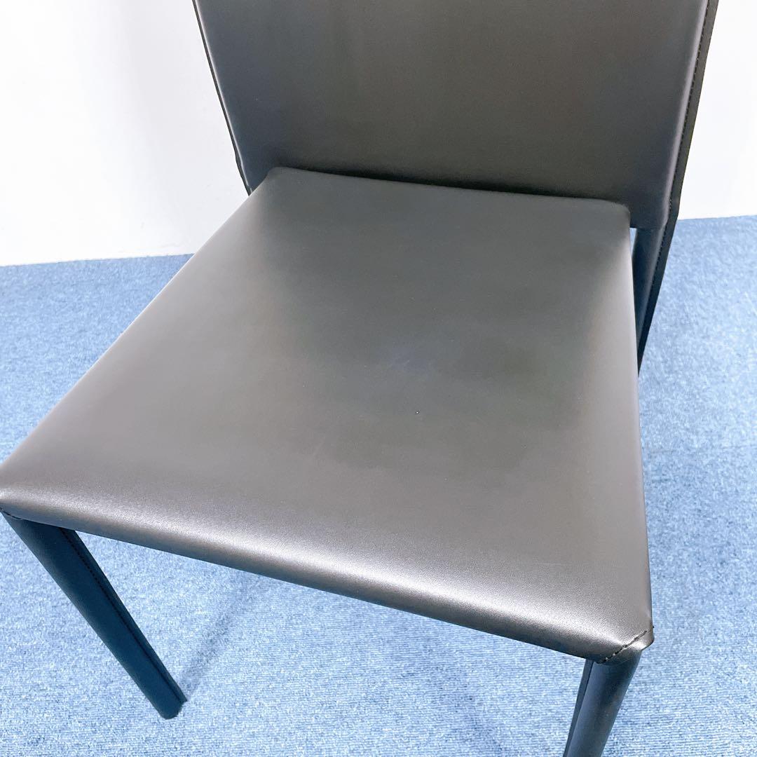 【未使用送料込】あずま工芸 レザーダイニングチェア 黒 2脚セット③