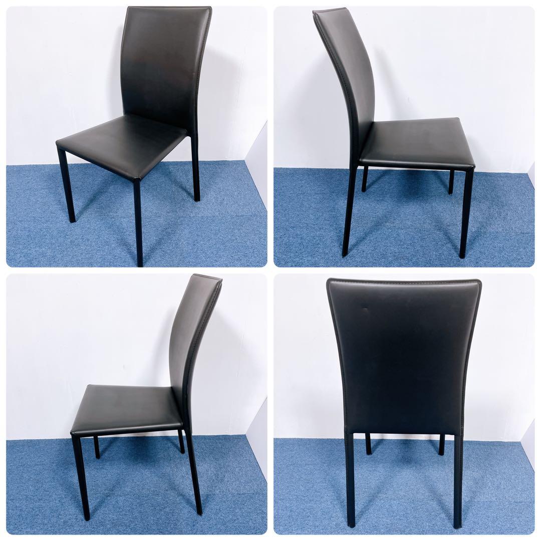 【未使用送料込】あずま工芸 レザーダイニングチェア 黒 2脚セット③