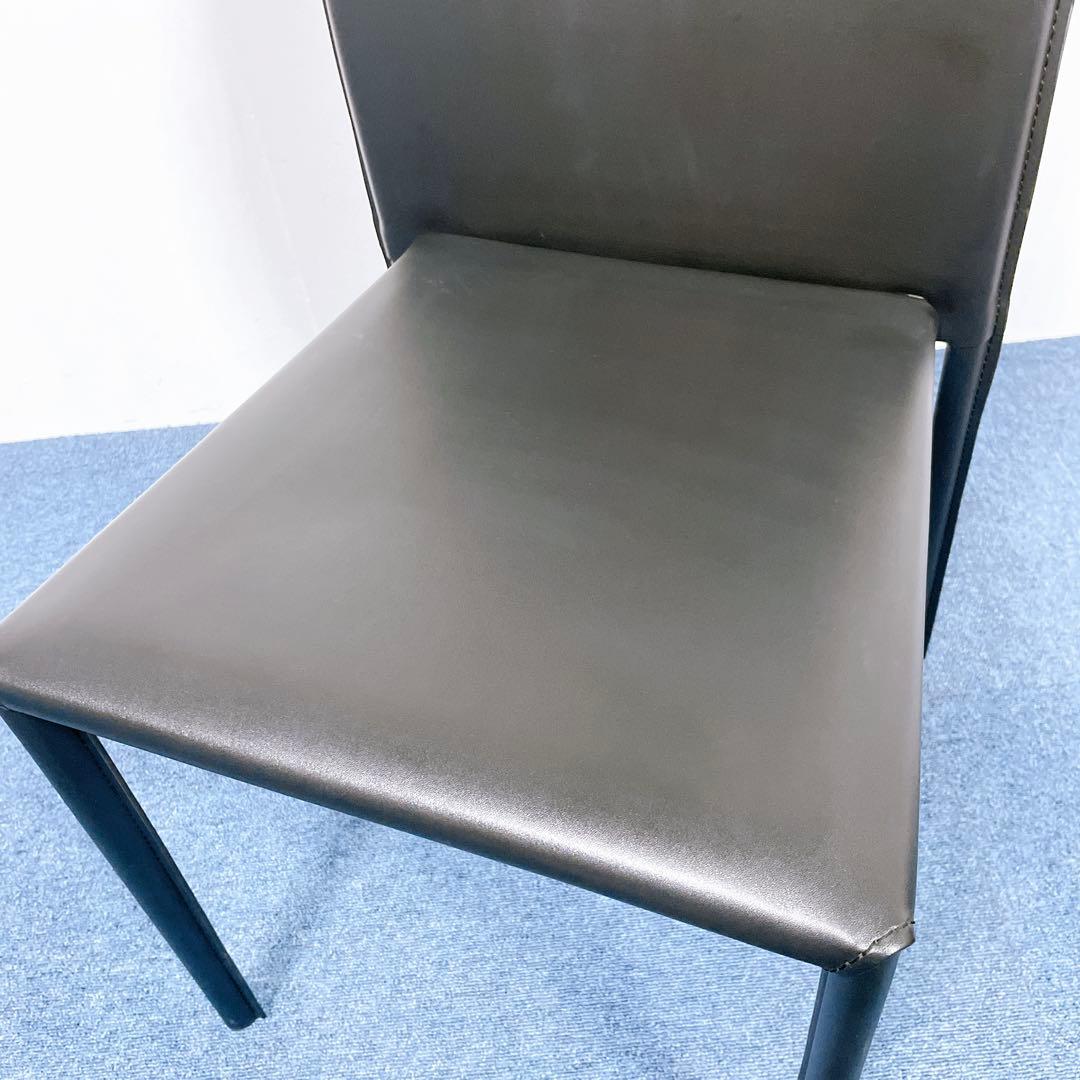 【未使用送料込】あずま工芸 レザーダイニングチェア 黒 2脚セット③