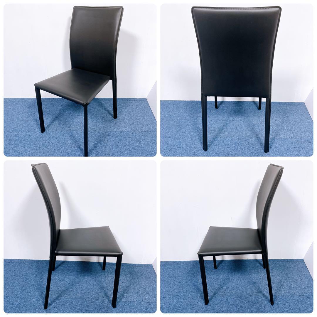 【未使用送料込】あずま工芸 レザーダイニングチェア 黒 2脚セット③