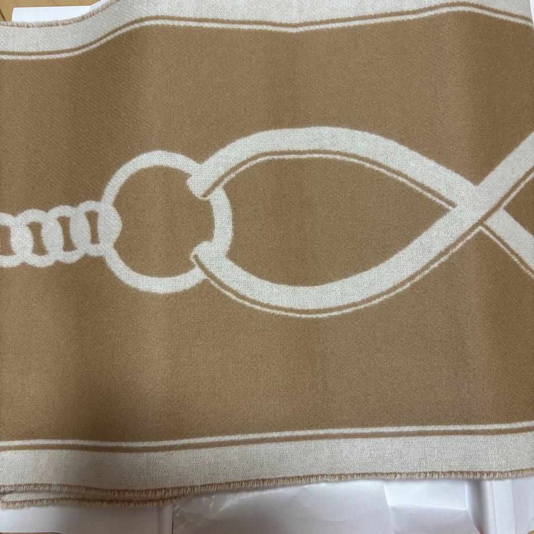 新品未使用値下げ不可2025エルメス マフラー モール　ベージュ/ブラウン