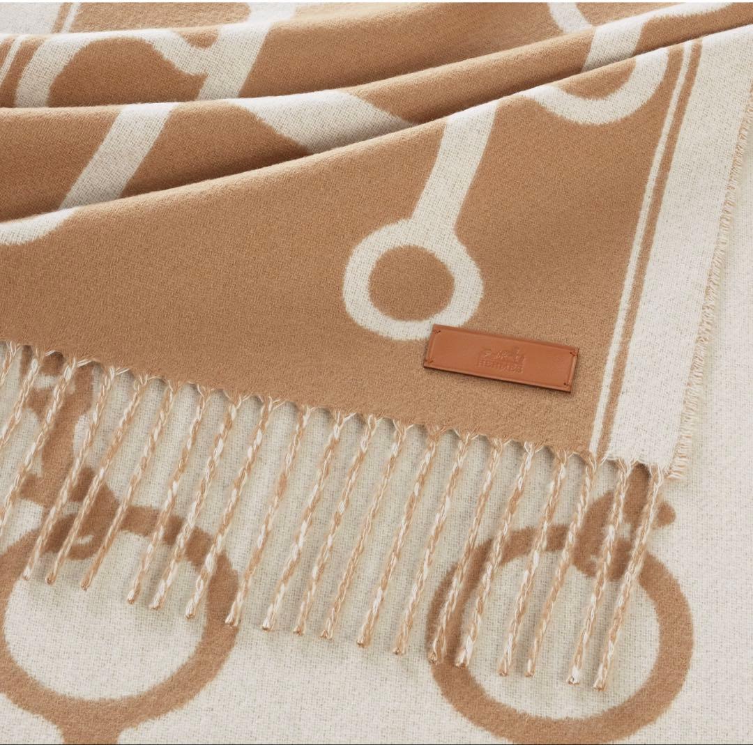 新品未使用値下げ不可2025エルメス マフラー モール　ベージュ/ブラウン