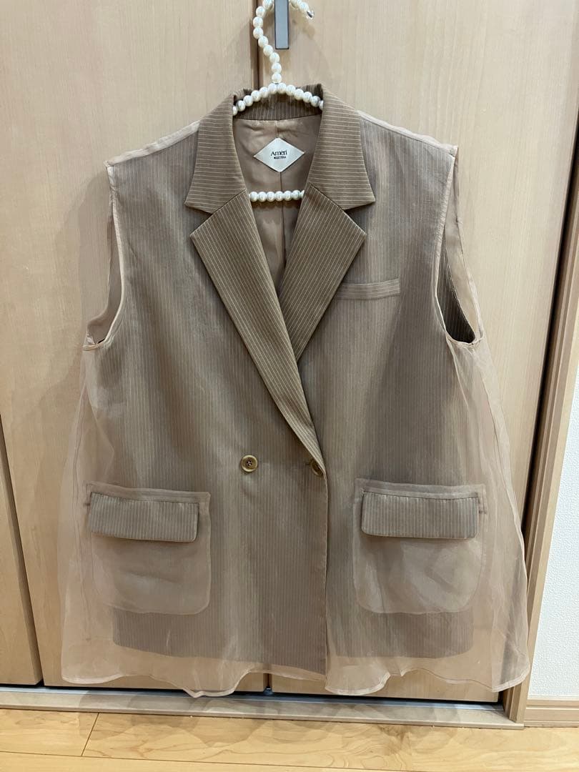 トップス AMERI MEDI SHEER DOCKING LADY LIKE VEST